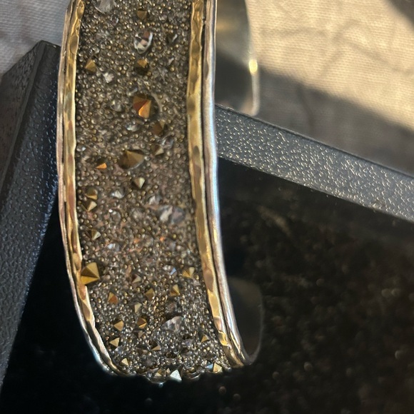 Grace & Heart Jewelry - Chic Cuff Silver with Gold Accents Bracelet with Brown Detailing